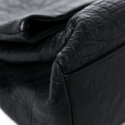 Saint Laurent Calfskin Crocodile Embossed Medium West Hollywood Monogram Fold-Over Black 11 of 15