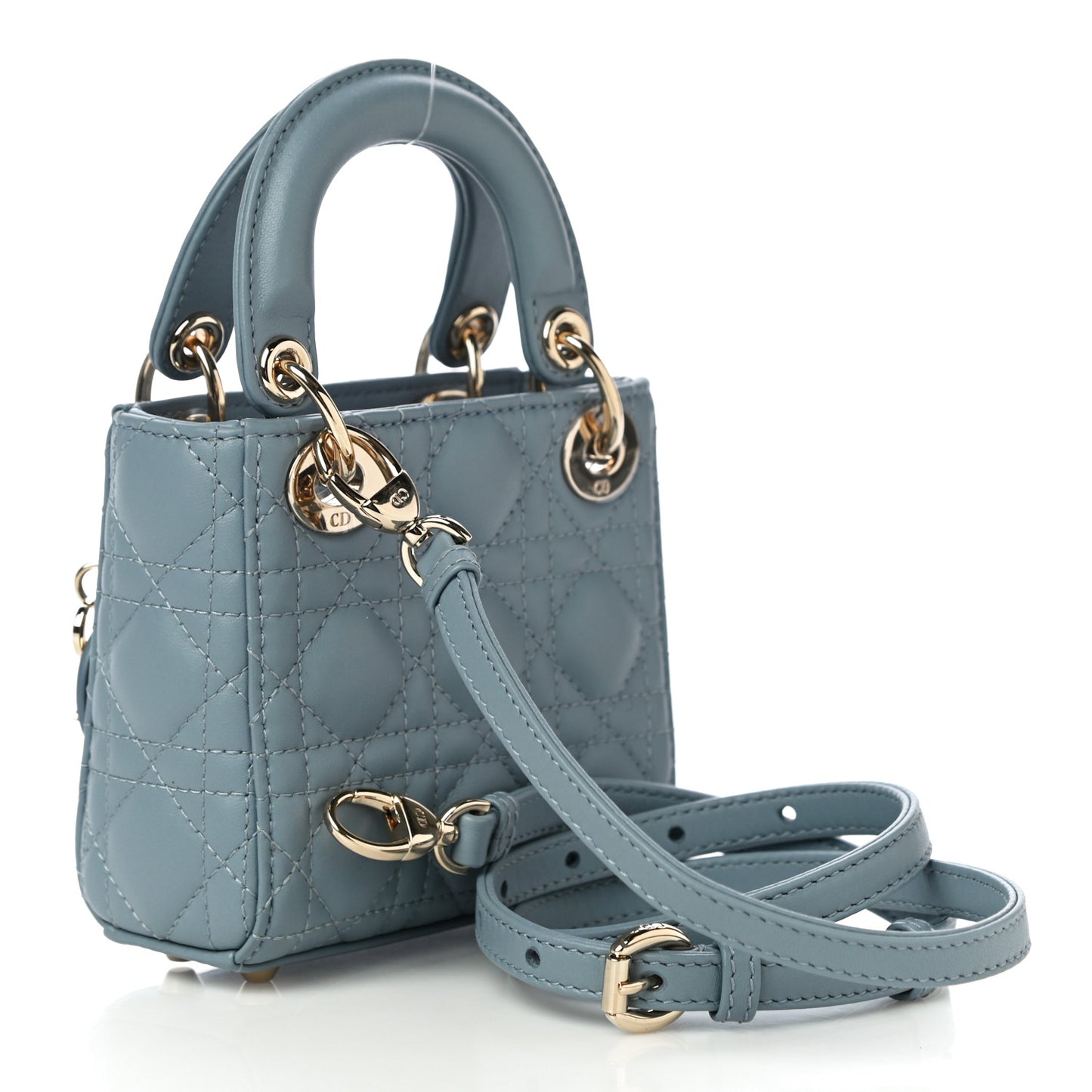 Lambskin Cannage Micro Lady Dior Cloud Blue