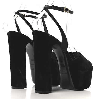 Saint Laurent Velvet Jodie Platform Sandals 37.5 Black 5 of 9
