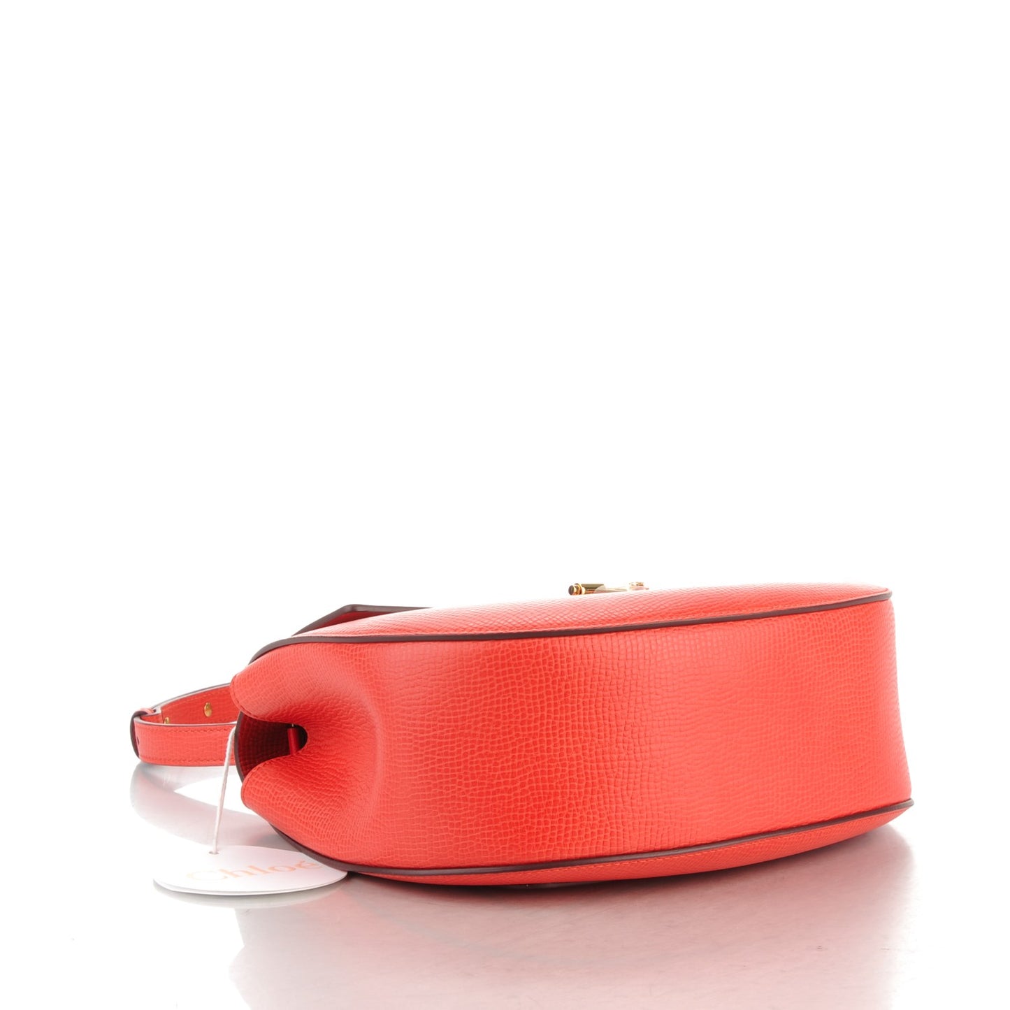 Grained Calfskin Lambskin Medium Drew Shoulder Bag Coral Pop