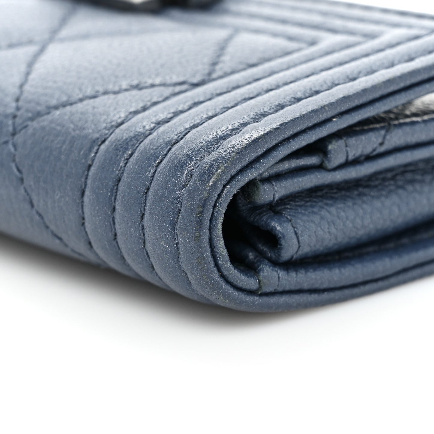 Caviar Quilted Boy Flap Card Holder Blue