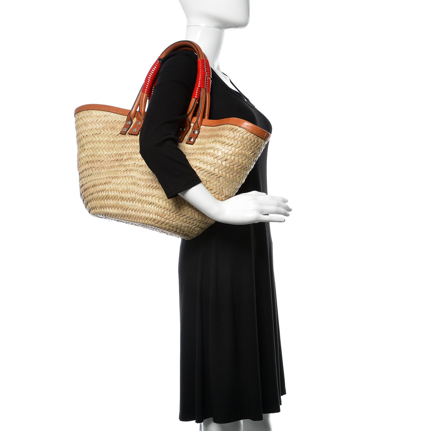 Straw Calfskin Medium Bistrot Panier Tote Natural