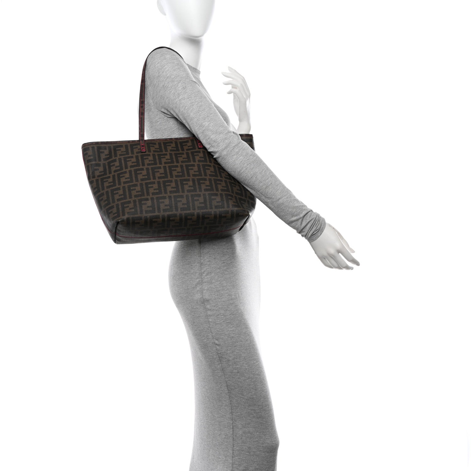 Fendi Zucca Spalmati Medium Roll Tote Tobacco Fuxia 2 of 11