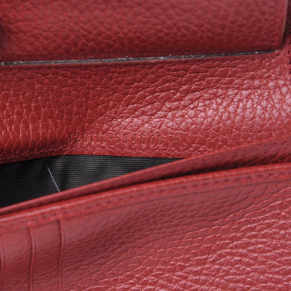 Gucci Monogram Dollar Calfskin Zip Around Compact Wallet Beige Ebony Rosso 7 of 11