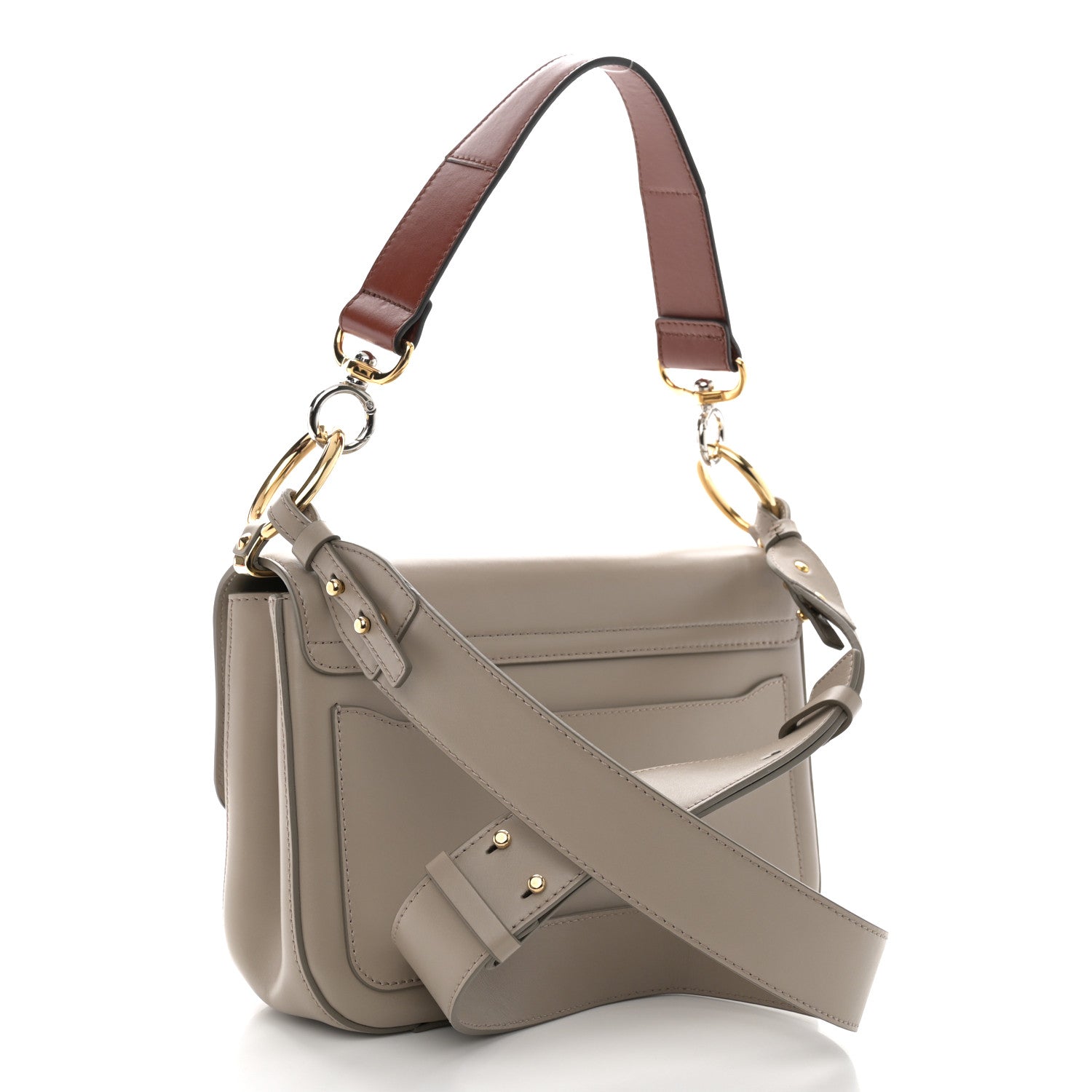 Chloe Shiny Calfskin Suede Small C Double Carry Bag Motty Grey 2 of 13