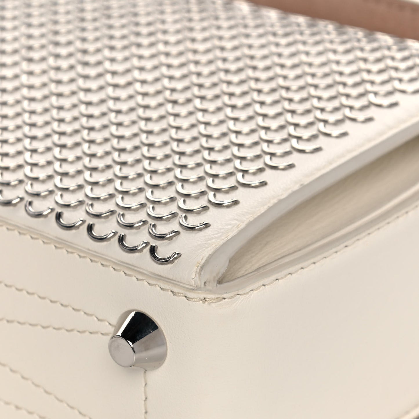 Calfskin Box Shoulder Bag 16 Cream