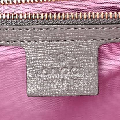 Gucci Textured Calfskin Silk Scarf Medium Torchon GG Ring Shoulder Bag Grey 6 of 10