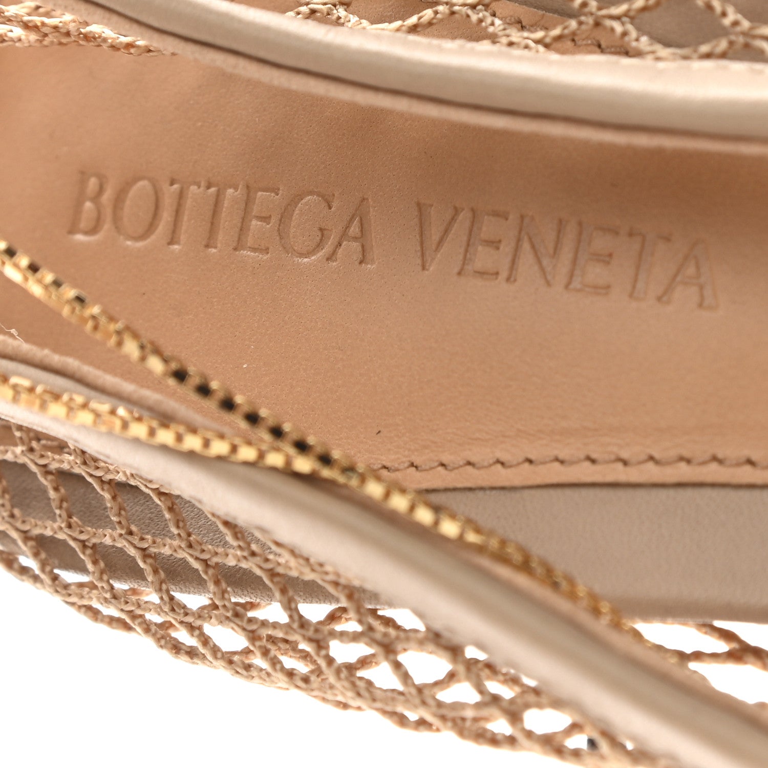 Bottega Veneta Mesh Calfskin Chain Stretch Pumps 40.5 Beige 7 of 9