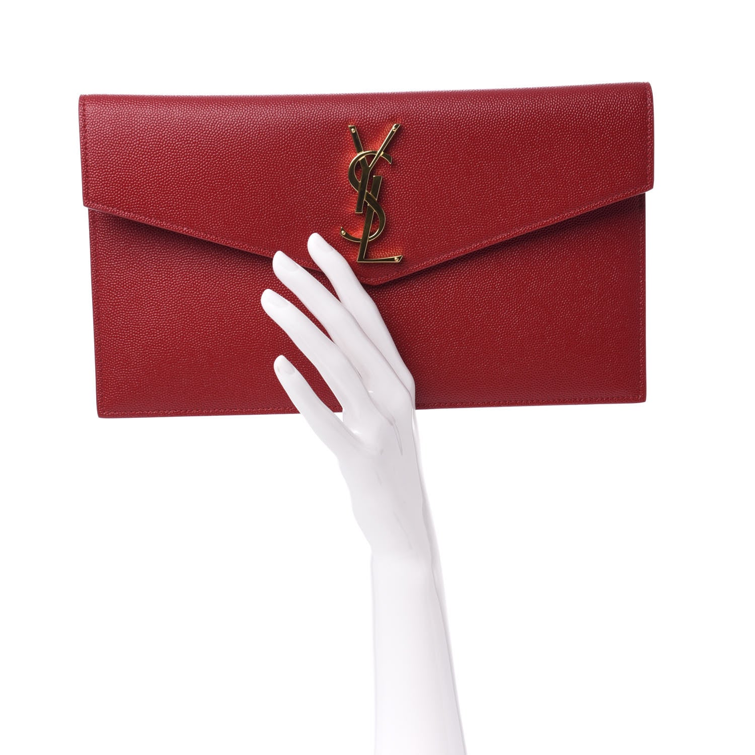 Saint Laurent Grain De Poudre Uptown Pouch Red 3 of 8