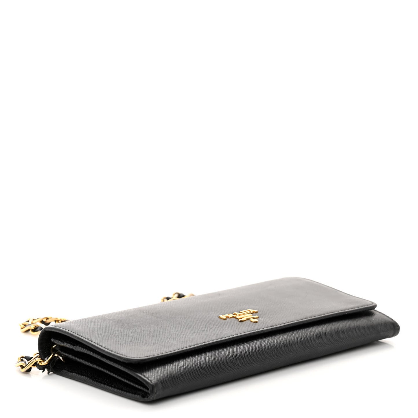Saffiano Metal Oro Chain Wallet Black