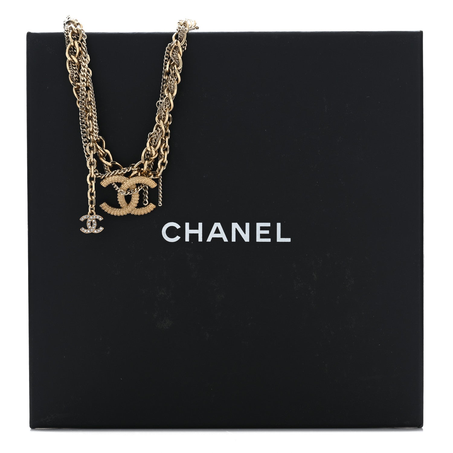Chanel Metal Chain Link CC Multi Strand Choker Necklace Gold 5 of 5