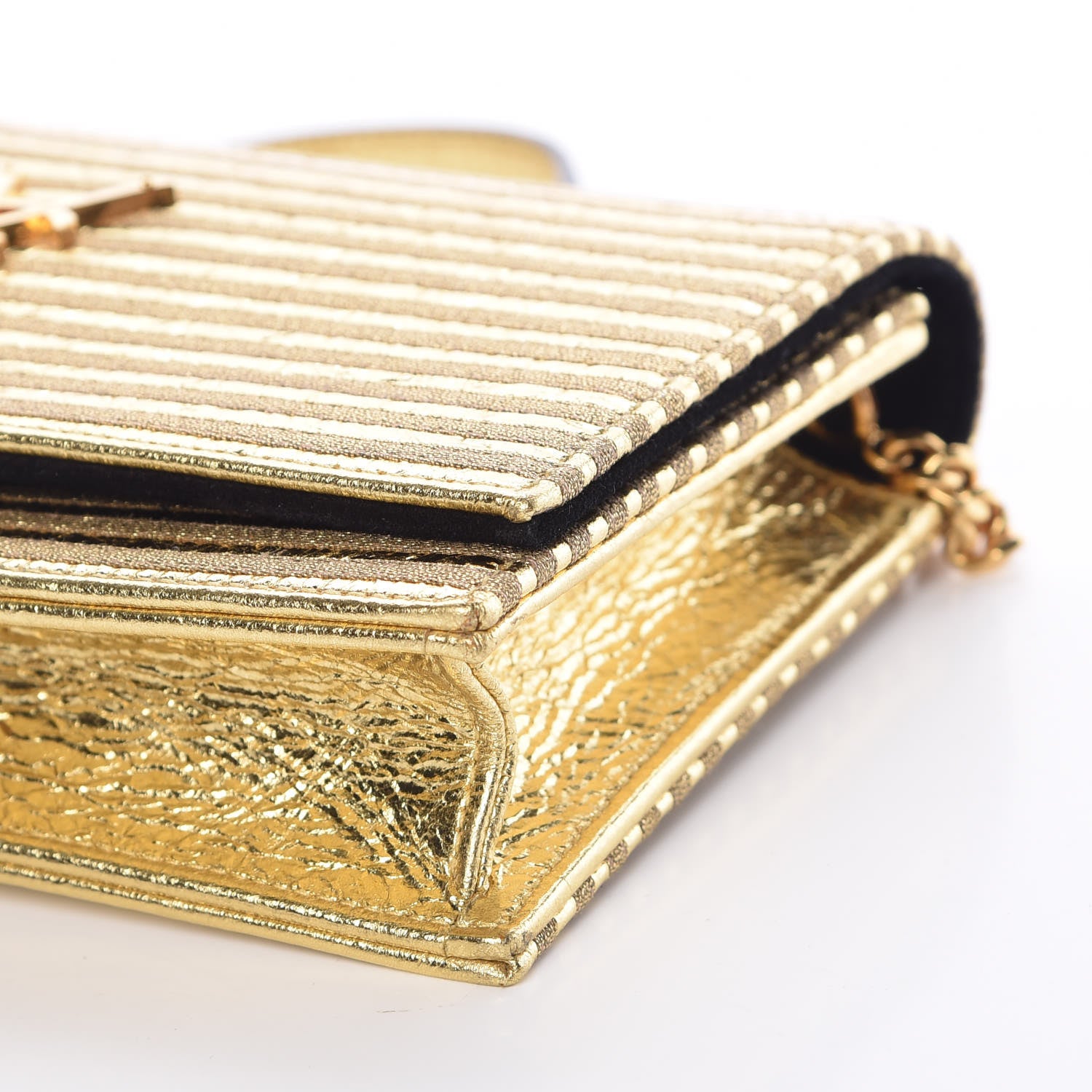 Saint Laurent Metallic Goatskin Lambskin Classic Monogram Kate Tassel Chain Wallet Gold 9 of 9