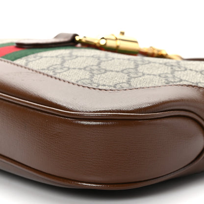 Gucci GG Supreme Monogram Azalea Calfskin Web Small Jackie 1961 Hobo Beige Ebony Brown Sugar 8 of 8