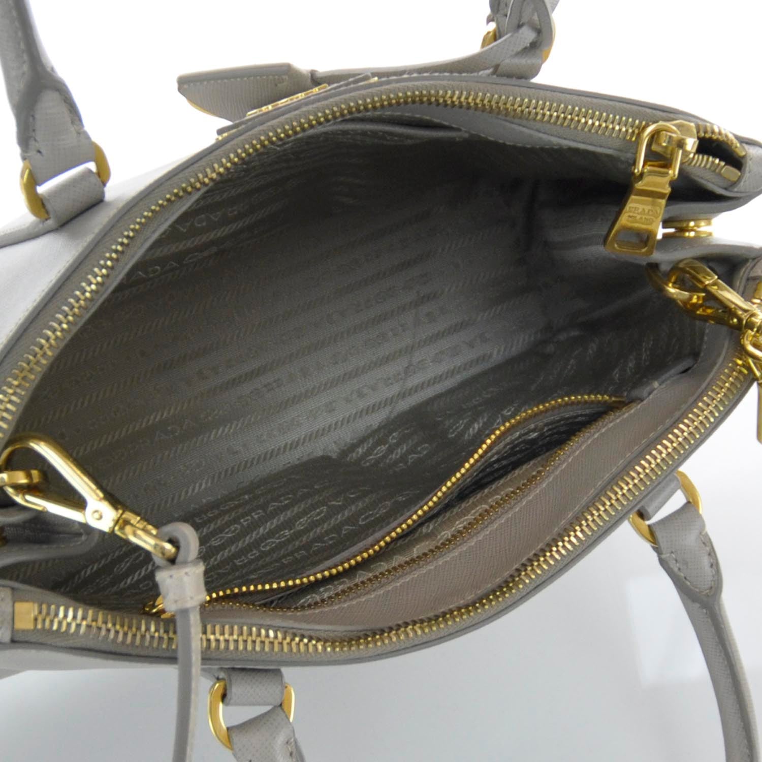 Prada Saffiano Lux Double Zip Tote Pomice 8 of 11