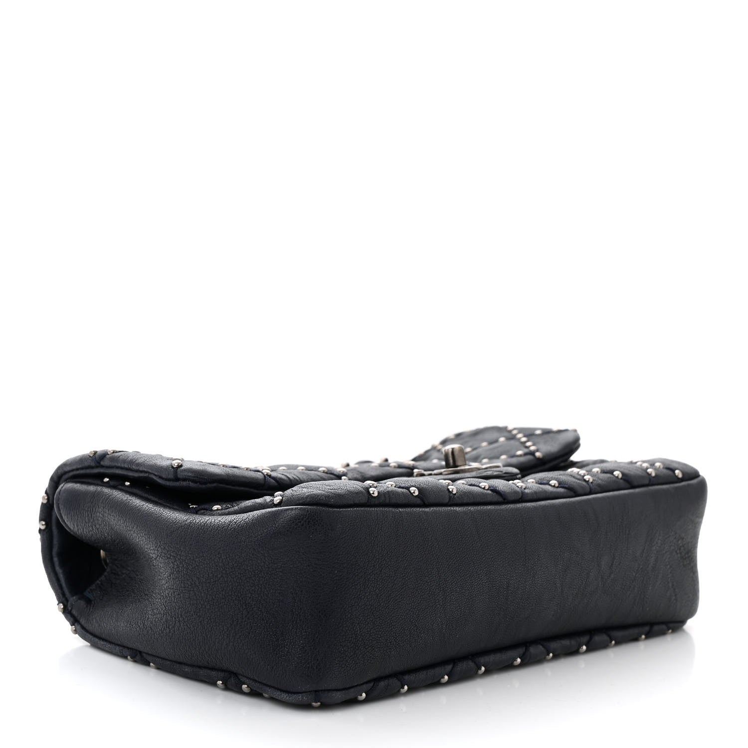 Chanel Washed Lambskin Studded Metal Beauty Flap Navy 4 of 9