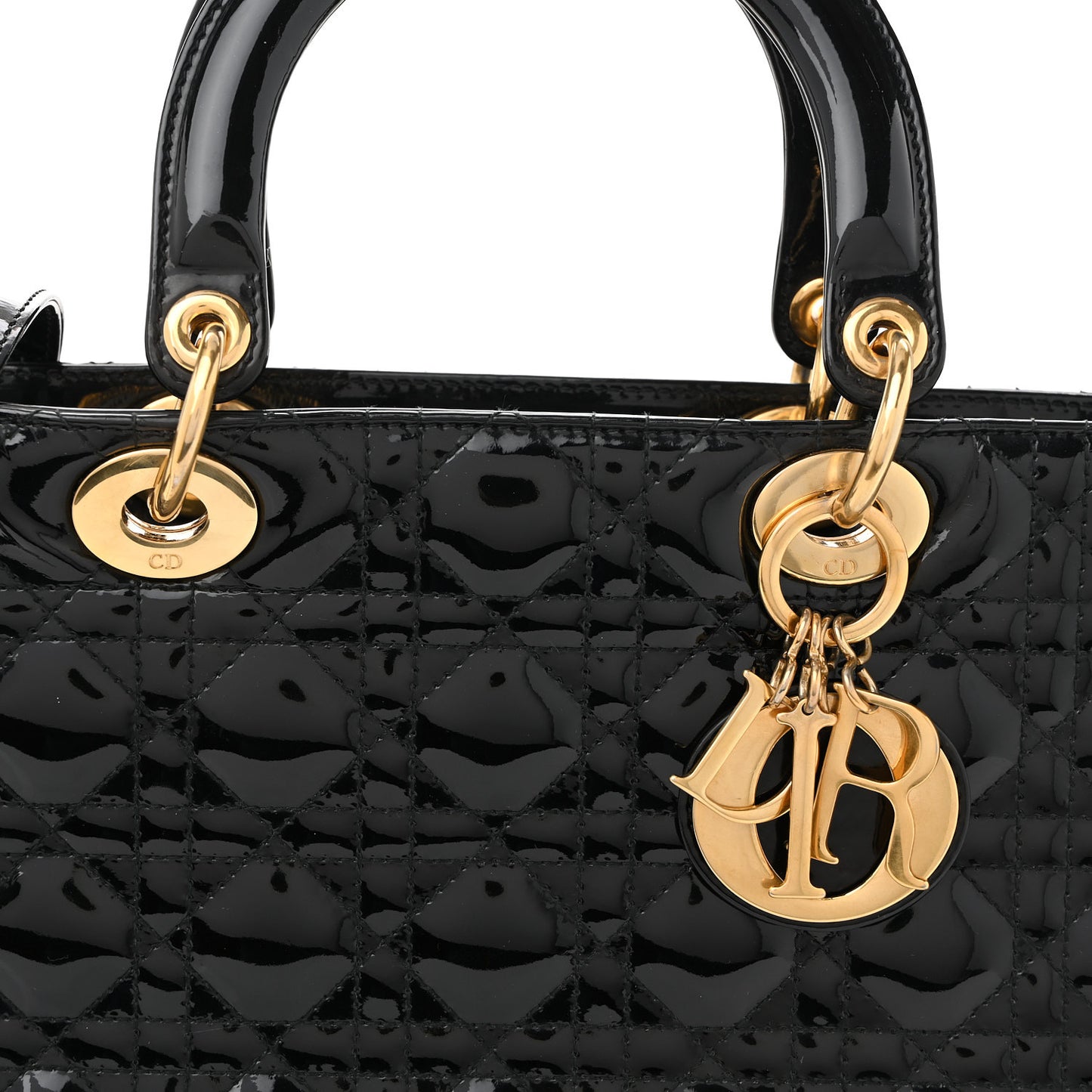 Patent Cannage Large Lady Dior Black