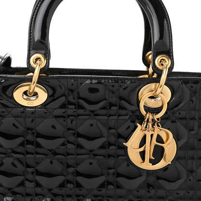 Christian Dior Patent Cannage Large Lady Dior Black 8 of 12