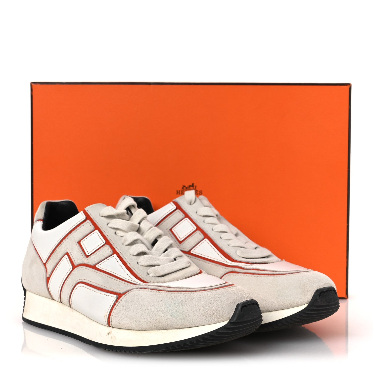 Hermes Calfskin Suede Goatskin Womens Chris Sneakers 36 White Multicolor 13 of 13