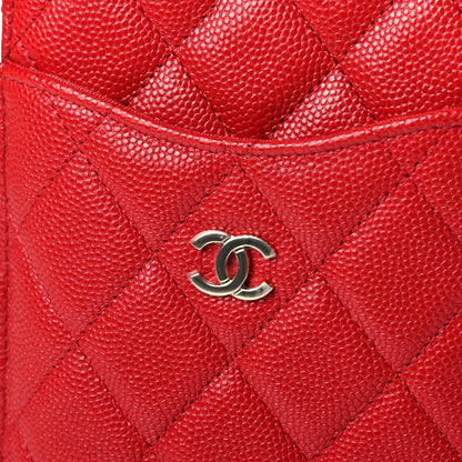 Chanel Caviar Quilted Classic Flat Wallet Pouch Red 5 of 5