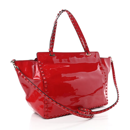 Valentino Garavani Patent Monochrome Medium Rockstud Tote Rosso Valentino 2 of 10