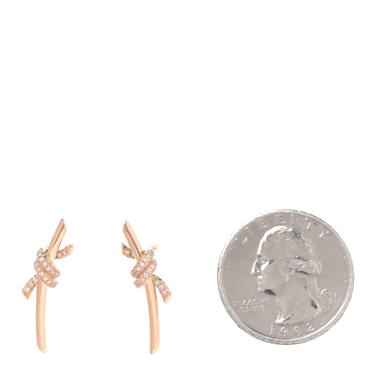 Tiffany 18K Rose Gold Diamond Tiffany Knot Earrings 2 of 5
