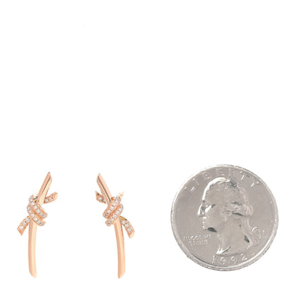 Tiffany 18K Rose Gold Diamond Tiffany Knot Earrings 2 of 5