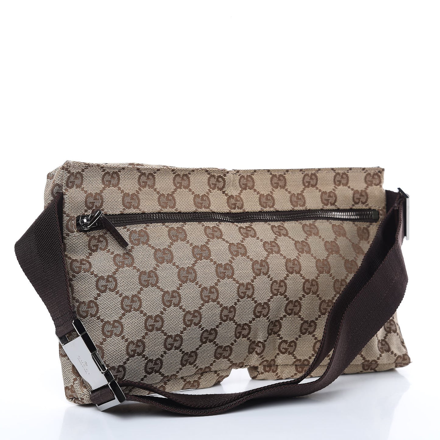 GG Monogram Double Pocket Belt Bag Dark Brown