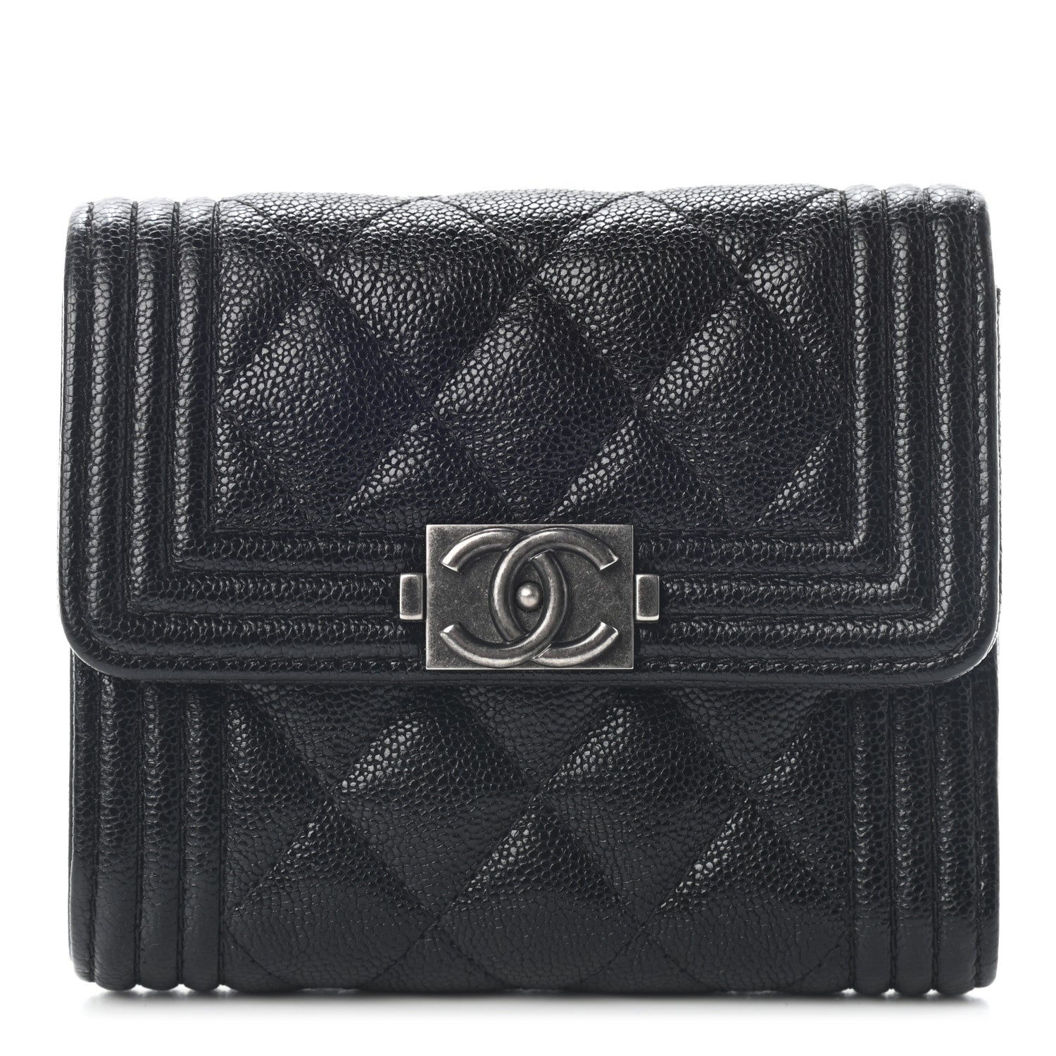 Chanel Caviar Quilted Compact Boy Wallet Black 1 of 7