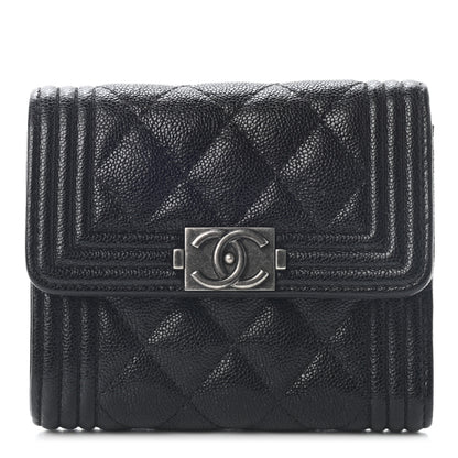 Chanel Caviar Quilted Compact Boy Wallet Black 1 of 7