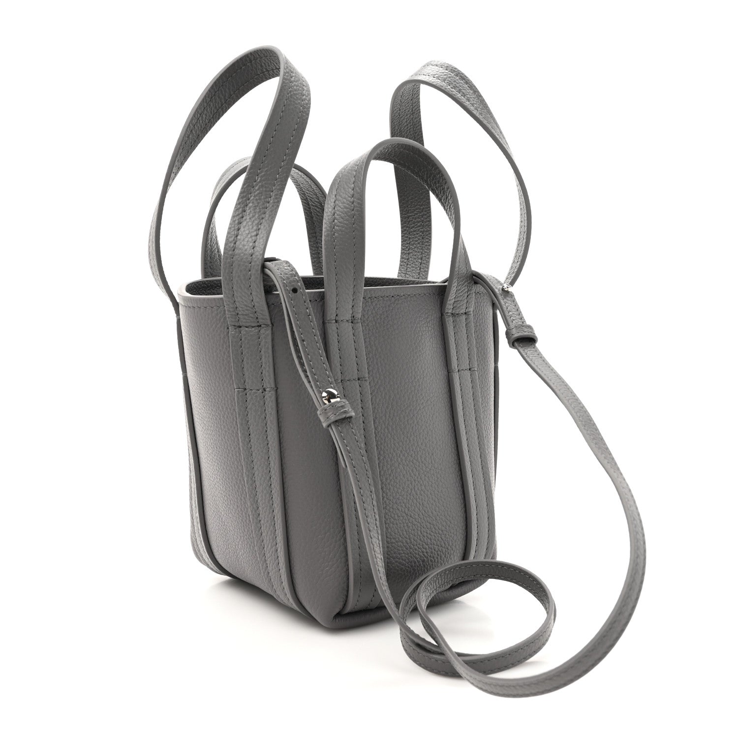 Balenciaga Grained Calfskin Mini 2.0 Everyday North South Shoulder Tote Bag Mink Grey 3 of 10