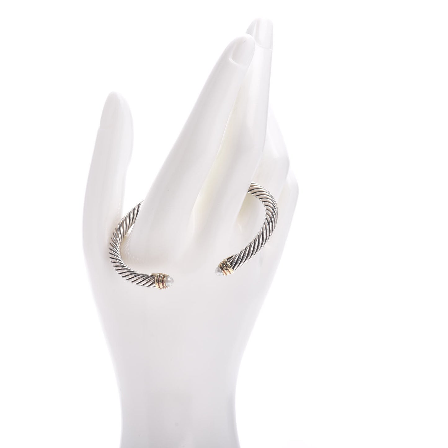 Sterling Silver 14K Yellow Gold Pearl 5mm Cable Classics Petite Color Bracelet