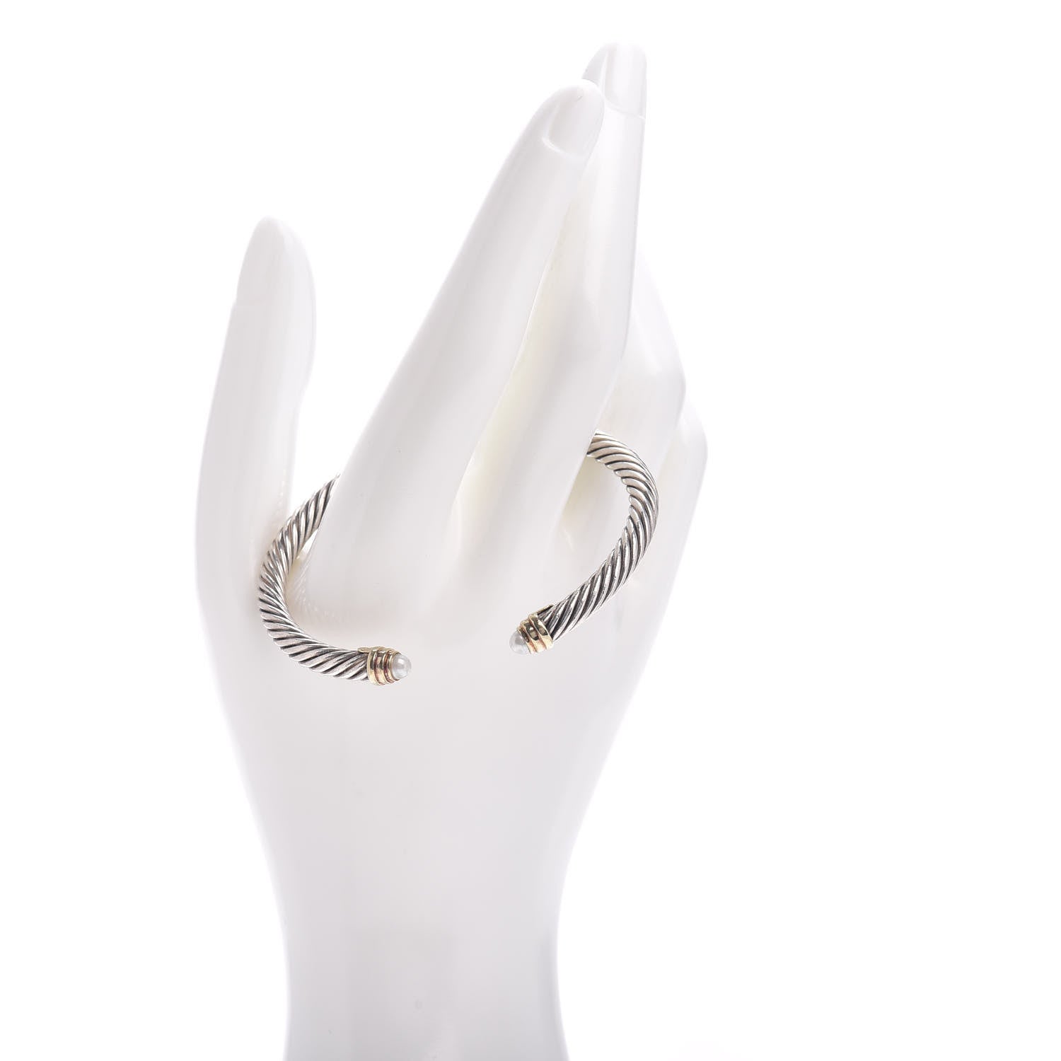 David Yurman Sterling Silver 14K Yellow Gold Pearl 5mm Cable Classics Petite Color Bracelet 2 of 4
