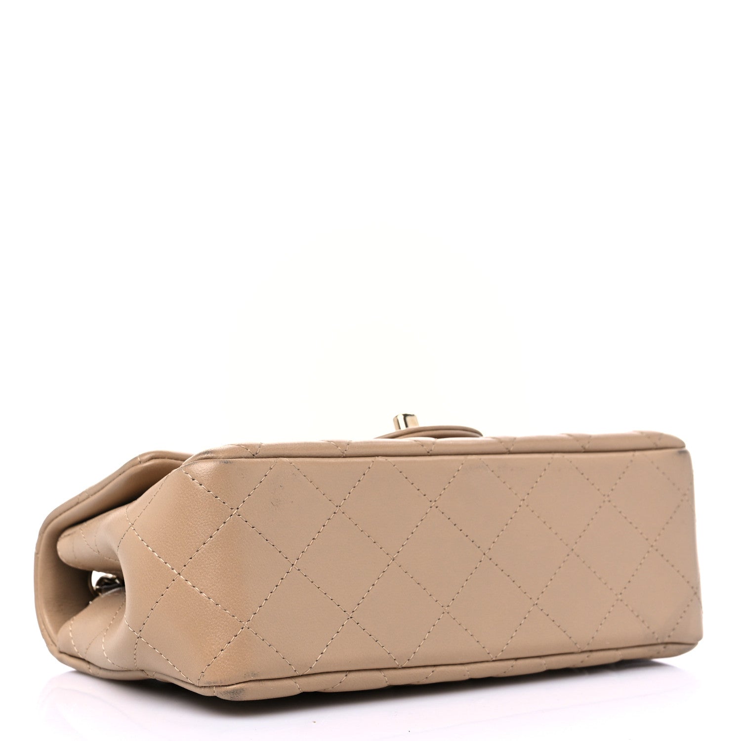 Chanel Lambskin Quilted Mini Rectangular Flap Dark Beige 4 of 13
