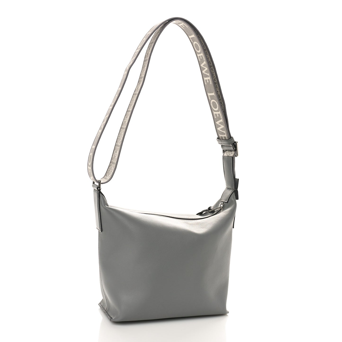 Supple Smooth Calfskin Jacquard Cubi Crossbody Bag Asphalt Grey