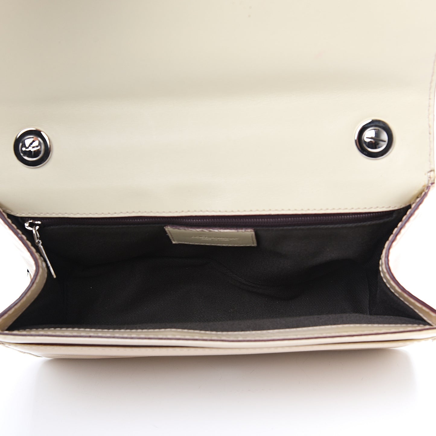 Patent Quilted DG Flap Shoulder Bag Off White