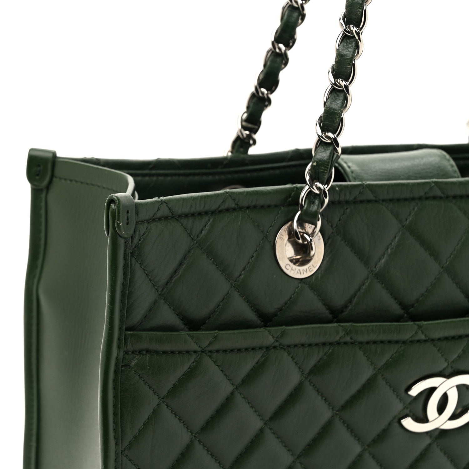 Chanel Aged Calfskin Quilted Large Working Vibe Camera Case Khaki 18 of 18