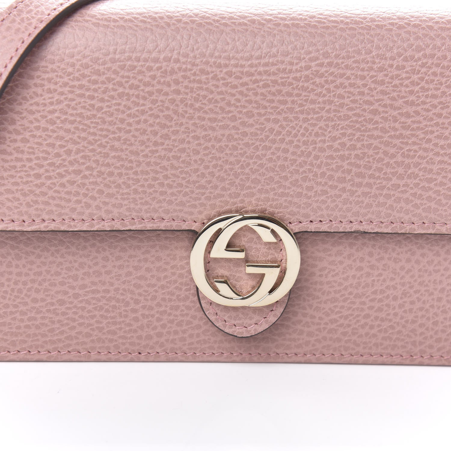 Gucci Dollar Calfskin Interlocking G Chain Wallet Soft Pink 10 of 11