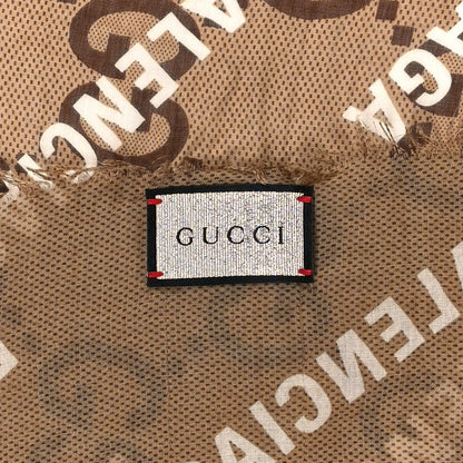 Gucci X BALENCIAGA Modal Silk Maxi GG Monogram Logo Print Shawl Beige White 3 of 3