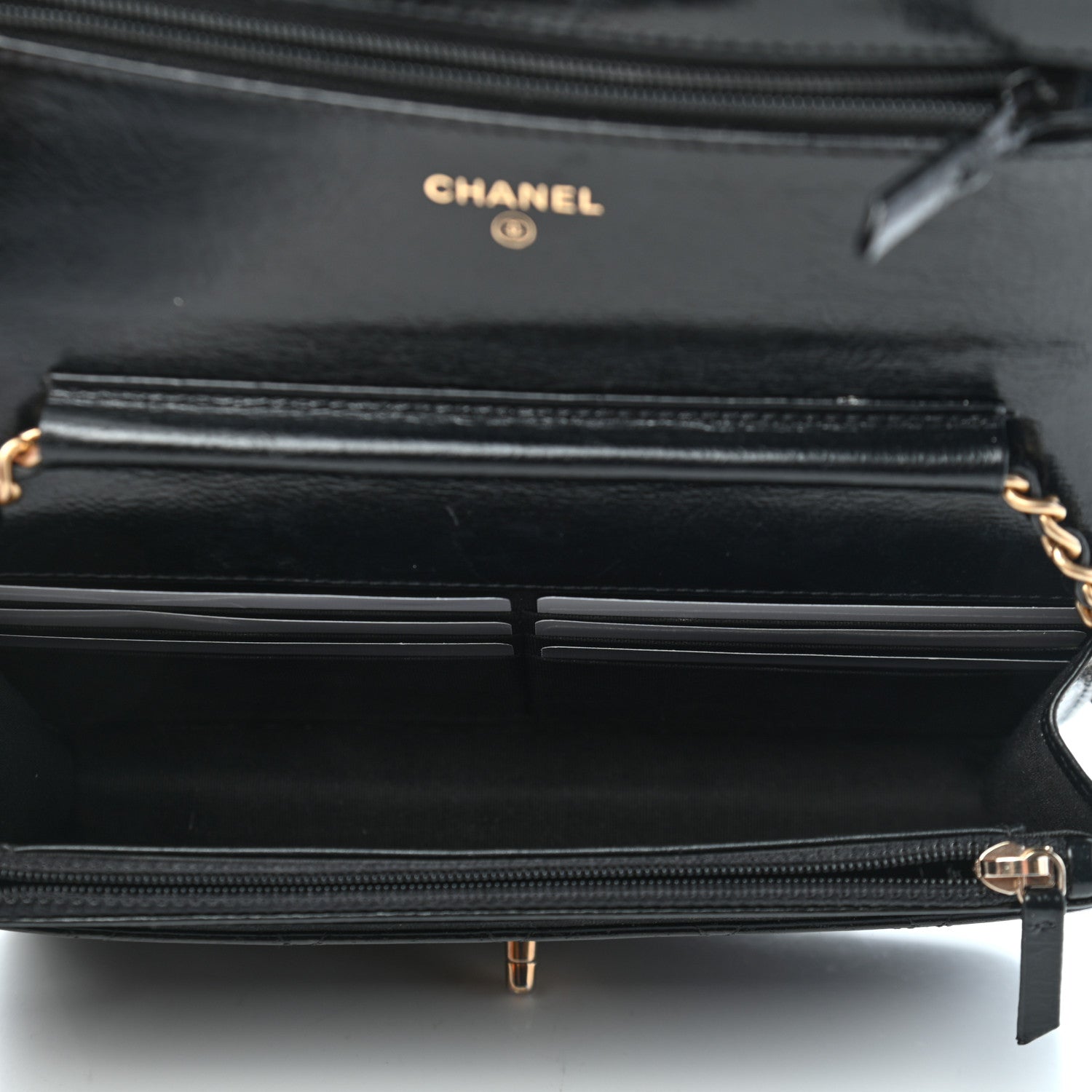 Chanel Goatskin Stitched Golden CC Wallet on Chain WOC Black 5 of 10