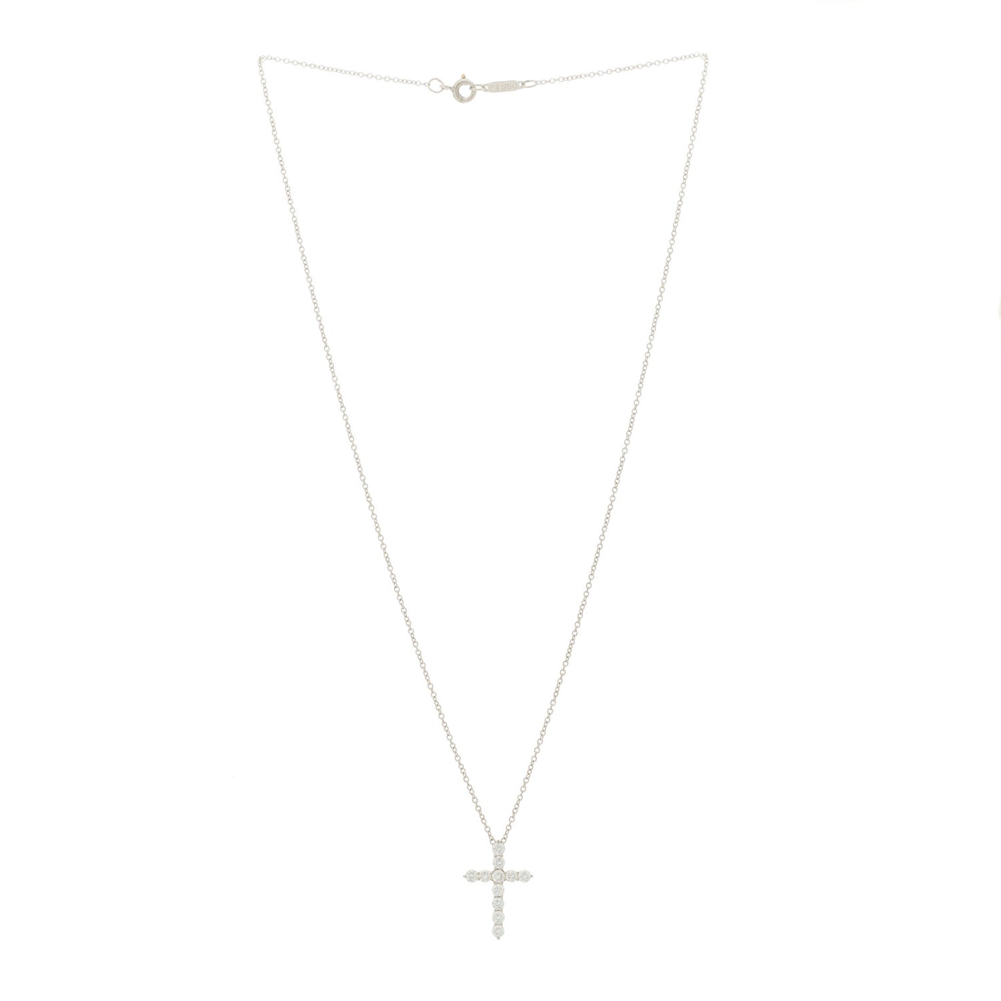 Platinum Diamond Small Cross Pendant Necklace
