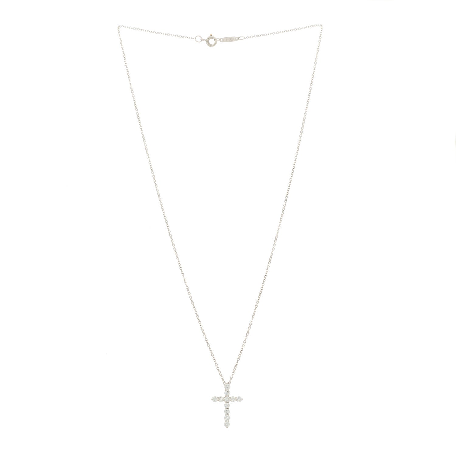 Tiffany Platinum Diamond Small Cross Pendant Necklace 3 of 7