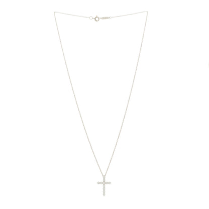 Tiffany Platinum Diamond Small Cross Pendant Necklace 3 of 7