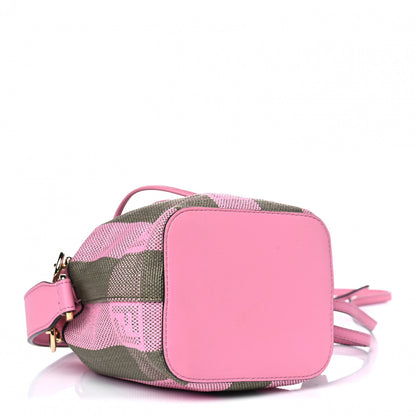 Fendi Raffia Vitello Seta F is Fendi Pequin Gingham Woven Mini Mon Tresor Bucket Bag Military Rosa Lollypop 3 of 5