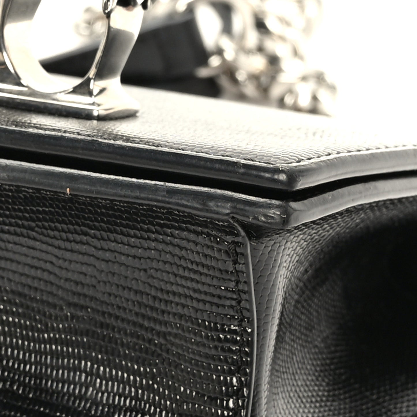 Lizard Embossed Calfskin Knuckle Crossbody Black