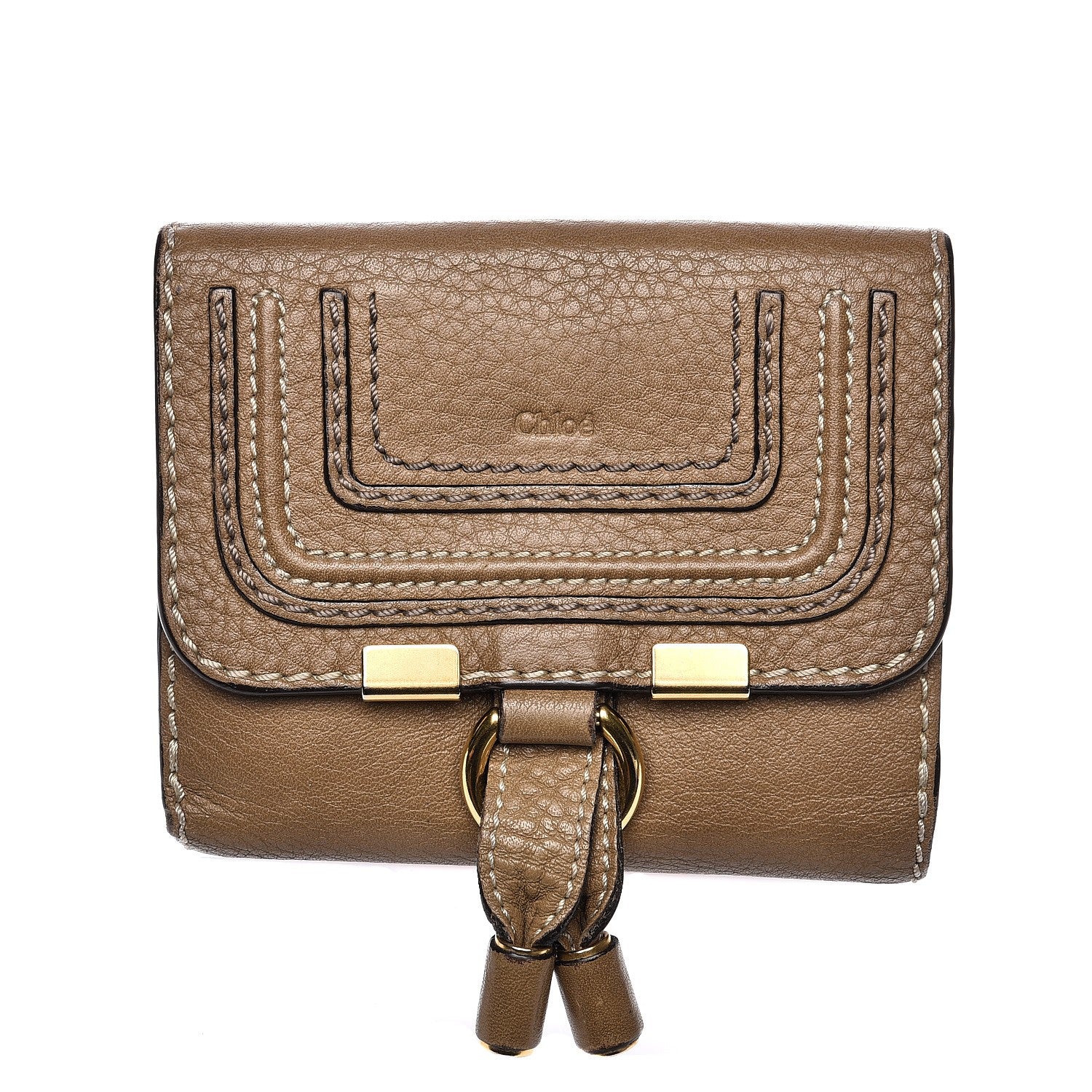 Chloe Grained Calfskin Marcie Square Wallet Nut 1 of 9