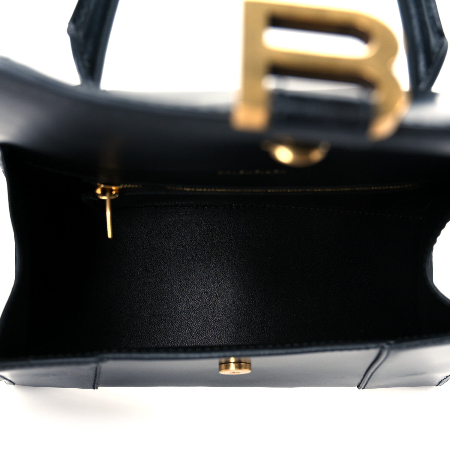 Balenciaga Shiny Box Calfskin Small Hourglass Top Handle Bag Black 5 of 11