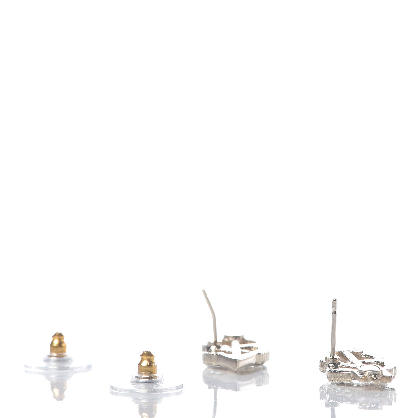 Metal Crystal CC Arrow Earrings Gold