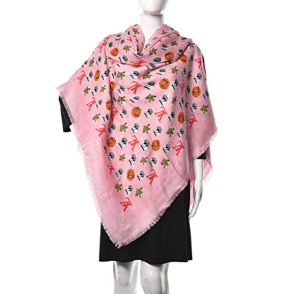 Louis Vuitton Jonas Wood Silk Wool Monogram Stole Pink 2 of 5