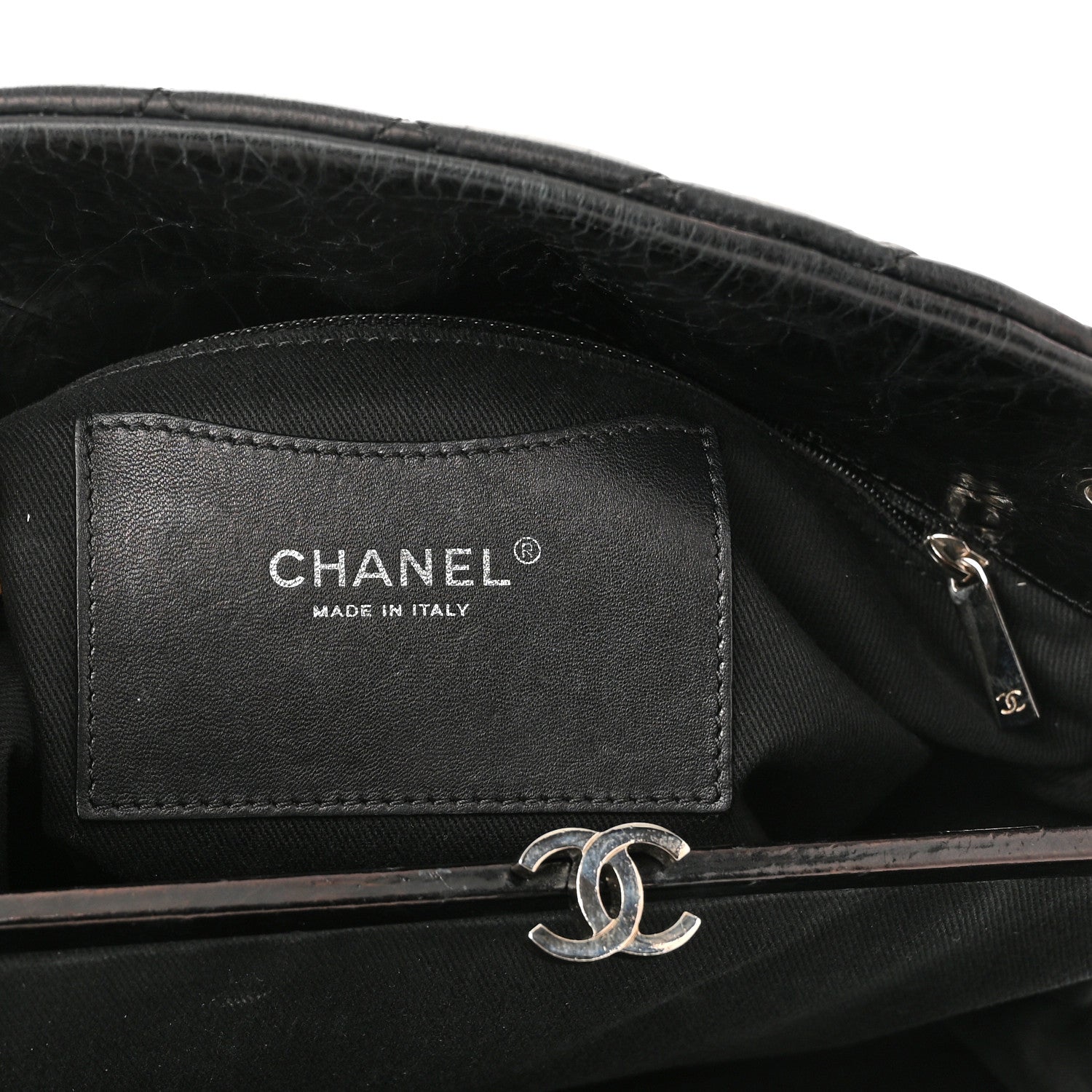 Chanel Glazed Calfskin Quilted Large Just Mademoiselle Bowling Bag Black 6 of 11