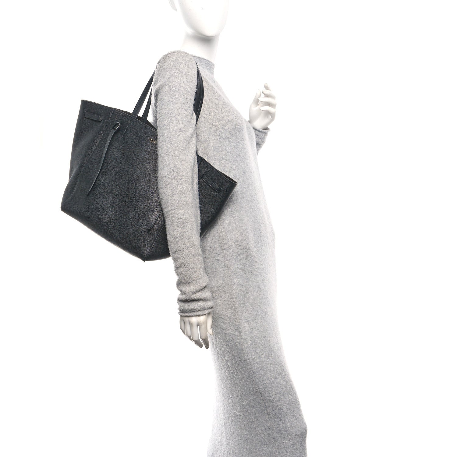 Celine Soft Grained Calfskin Small Belt Cabas Phantom Black 2 of 10
